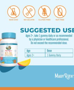 Kẹo dẻo Maryruth's K2 + D3 Calcium Gummies bổ sung canxi D3 K2 cho trẻ từ 2 tuổi, 60 viên