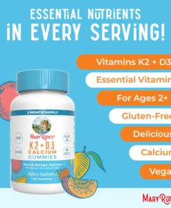 Kẹo dẻo Maryruth's K2 + D3 Calcium Gummies bổ sung canxi D3 K2 cho trẻ từ 2 tuổi, 60 viên