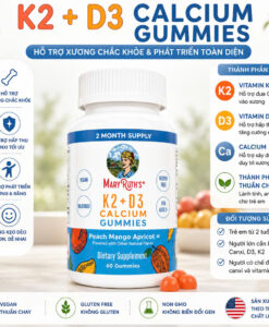 Kẹo dẻo Maryruth's K2 + D3 Calcium Gummies bổ sung canxi D3 K2 cho trẻ từ 2 tuổi, 60 viên
