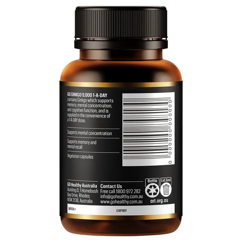 Viên uống bổ não Go Healthy Go Ginkgo 9000 1-A-Day, 60 viên Viên uống bổ não Go Healthy Go Ginkgo 9000 1-A-Day, 60 viên