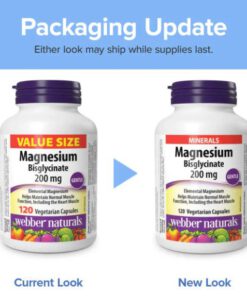 Viên uống bổ sung magie Webber Naturals Magnesium Bisglycinate 200mg, 120 viên