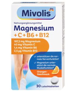 Viên ngậm Mivolis Magnesium + Vitamin C + Vitamin B6 + B12, 30 viên