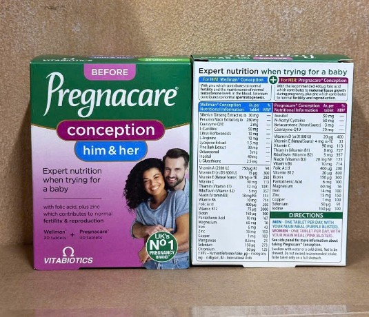 Viên uống tăng khả năng thụ thai Vitabiotics Pregnacare Him & Her Conception, 60 viên Viên uống tăng khả năng thụ thai Vitabiotics Pregnacare Him & Her Conception, 60 viên