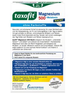 Viên uống taxofit Magnesium Nacht 500 + Melatonin hỗ trợ ngủ ngon, 30 viên