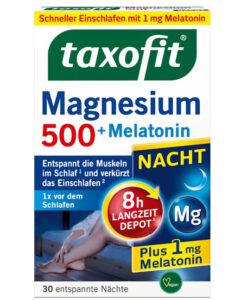 Viên uống taxofit Magnesium Nacht 500 + Melatonin hỗ trợ ngủ ngon, 30 viên