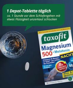 Viên uống taxofit Magnesium Nacht 500 + Melatonin hỗ trợ ngủ ngon, 30 viên