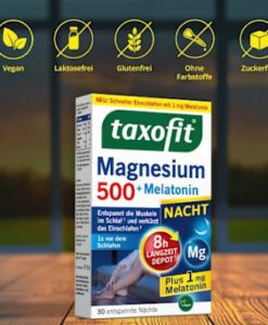 Viên uống taxofit Magnesium Nacht 500 + Melatonin hỗ trợ ngủ ngon, 30 viên