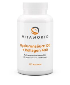 Viên uống Vitaworld Hyaluronsäure 100 + Kollagen 400 cấp nước, làm đẹp da, 120 viên