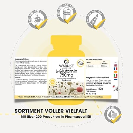 Viên uống WARNKE L-Glutamin 750mg, 120 viên Viên uống WARNKE L-Glutamin 750mg, 120 viên
