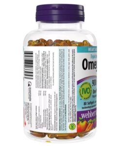 Viên uống Webber Naturals Triple Strength Omega-3 900mg hỗ trợ trí não, tim mạch và thị lực, 80 viên