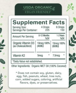 Vitamin D3 K2 hữu cơ Livewise Vitamin D3+K2 Baby cho trẻ sơ sinh và trẻ em, 30ml