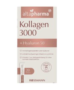 Collagen uống altapharma Kollagen 3000 + Hyaluron 50 làm đẹp và trẻ hóa làn da, 20 gói