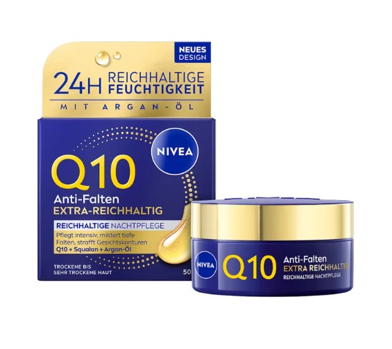 Kem dưỡng da Nivea Q10 Anti-Falten Extra Reichhaltige Nachtpflege ban đêm cho da rất khô, 50ml Kem dưỡng da Nivea Q10 Anti-Falten Extra Reichhaltige Nachtpflege ban đêm cho da rất khô, 50ml