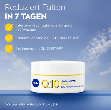 Kem dưỡng da NIVEA Q10 Anti-Falten Power Straffend LSF 15 ban ngày, 50 ml Kem dưỡng da NIVEA Q10 Anti-Falten Power Straffend LSF 15 ban ngày, 50 ml