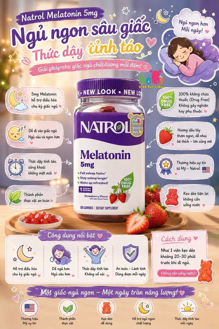 Kẹo dẻo hỗ trợ ngủ ngon Natrol Melatonin 5mg Gummies, 180 viên Kẹo dẻo hỗ trợ ngủ ngon Natrol Melatonin 5mg Gummies, 180 viên