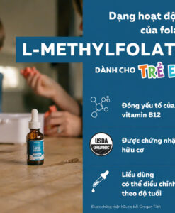 Triquetra L-Methyl folate 5-MTHF Plus Methyl B12 Kids hỗ trợ phát triển não bộ, tâm trạng, hành vi cho trẻ, 30ml
