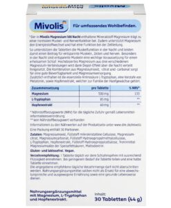 Viên uống Mivolis Magnesium 500 Nacht bổ sung magie ban đêm, 30 viên