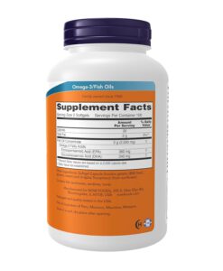 Viên uống NOW Omega-3 Fish Oil Molecularly Distilled hỗ trợ trí não, tim mạch và thị lực, 200 viên