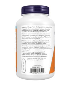 Viên uống NOW Omega-3 Fish Oil Molecularly Distilled hỗ trợ trí não, tim mạch và thị lực, 200 viên