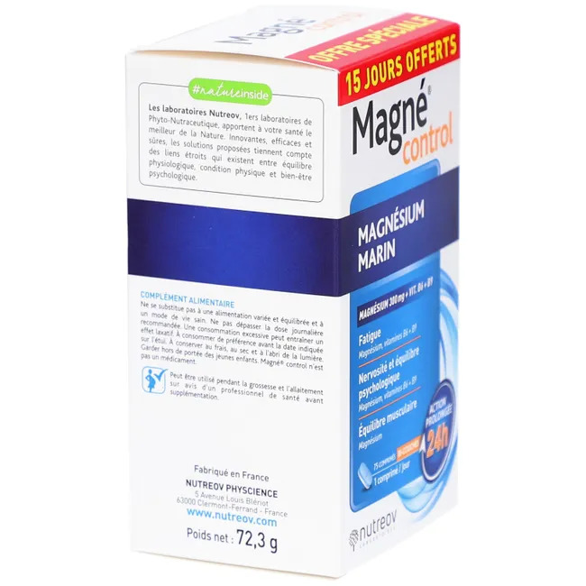 Viên uống Nutreov Magné Control Magnesium Marine bổ sung magie, 75 viên Viên uống Nutreov Magné Control Magnesium Marine bổ sung magie, 75 viên