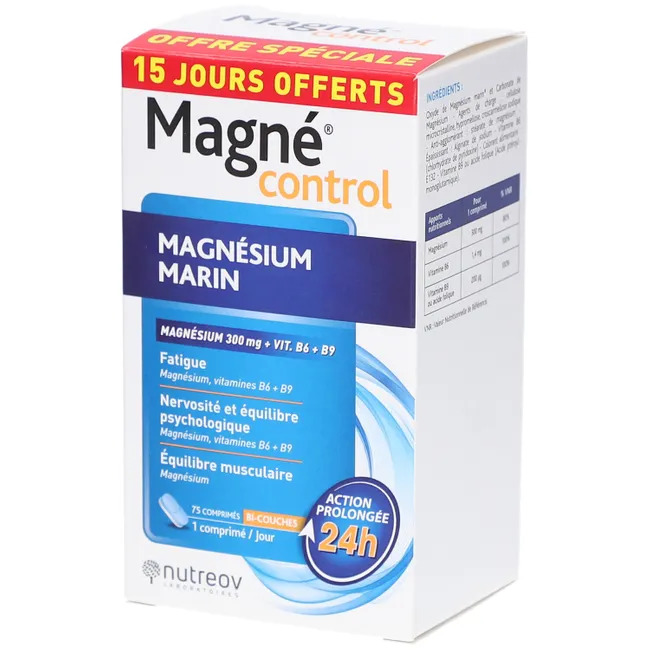 Viên uống Nutreov Magné Control Magnesium Marine bổ sung magie, 75 viên Viên uống Nutreov Magné Control Magnesium Marine bổ sung magie, 75 viên