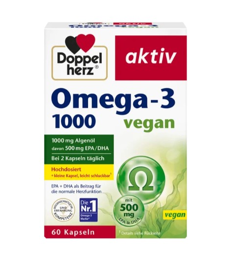 Viên uống Omega-3 thuần chay Doppelherz Omega-3 1000 Vegan, 60 viên Viên uống Omega-3 thuần chay Doppelherz Omega-3 1000 Vegan, 60 viên