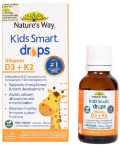 Vitamin D3 K2 Nature's Way Kids Smart Drops Vitamin D3 + K2 cho trẻ sơ sinh và trẻ em, 11ml
