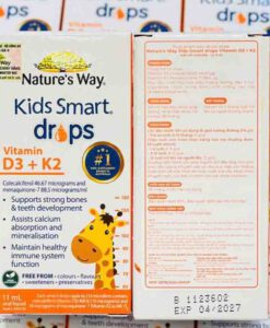 Vitamin D3 K2 Nature's Way Kids Smart Drops Vitamin D3 + K2 cho trẻ sơ sinh và trẻ em, 11ml