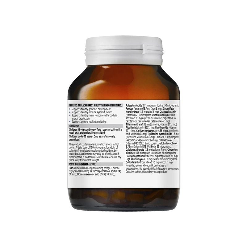 Vitamin tổng hợp cho bé gái Blackmores Multivitamin For Teen Girls, 60 viên Vitamin tổng hợp cho bé gái Blackmores Multivitamin For Teen Girls, 60 viên