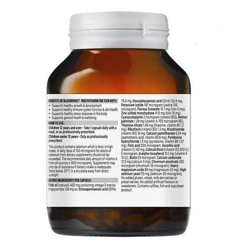 Vitamin tổng hợp cho bé trai Blackmores Multivitamin For Teen Boys, 60 viên Vitamin tổng hợp cho bé trai Blackmores Multivitamin For Teen Boys, 60 viên