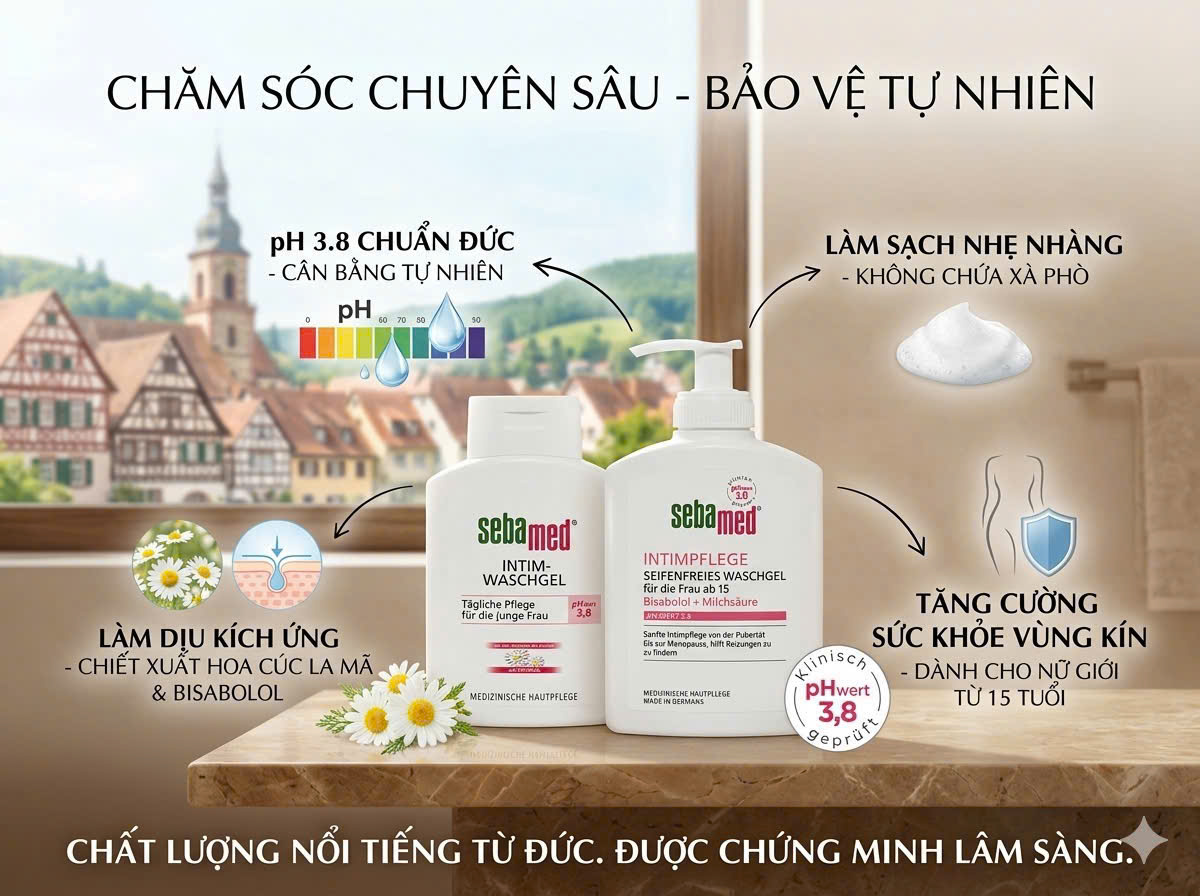 Dung dịch vệ sinh phụ nữ sebamed Intimpflege Waschgel, 200ml Dung dịch vệ sinh phụ nữ sebamed Intimpflege Waschgel, 200ml