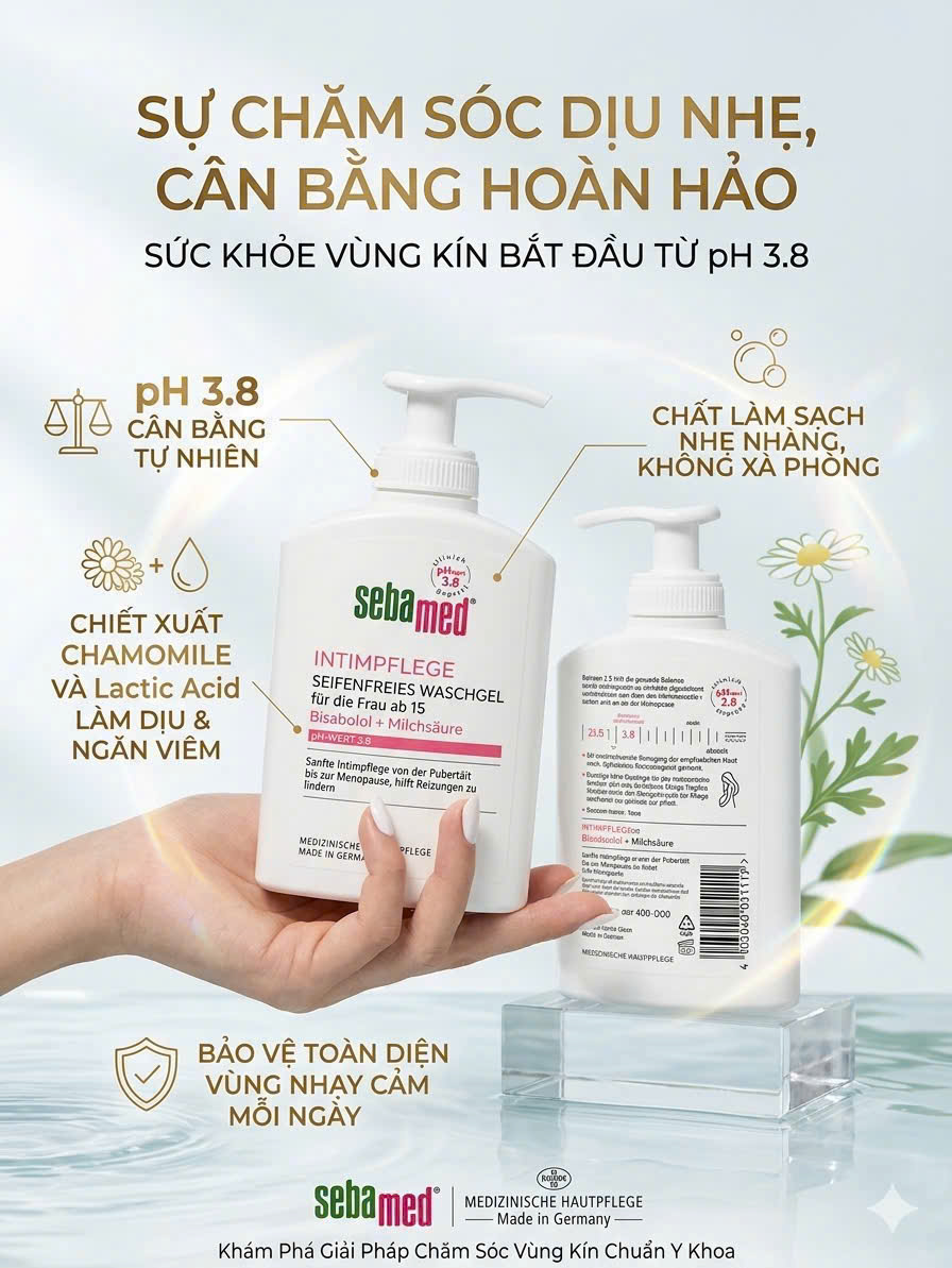 Dung dịch vệ sinh phụ nữ sebamed Intimpflege Waschgel, 200ml Dung dịch vệ sinh phụ nữ sebamed Intimpflege Waschgel, 200ml