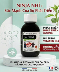 Siro canxi hữu cơ Laboratoire Pur Vitaé Ptit Ninja Calcium cho trẻ em, 200ml