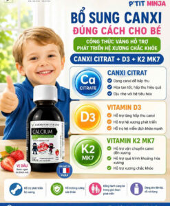 Siro canxi hữu cơ Laboratoire Pur Vitaé Ptit Ninja Calcium cho trẻ em, 200ml