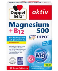 Viên uống bổ sung magie Doppelherz Magnesium 500 + B12, 30 viên