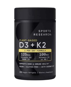 Viên uống bổ sung vitamin D3 K2 Sports Research D3 + K2, 160 viên