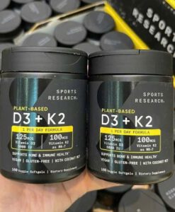 Viên uống bổ sung vitamin D3 K2 Sports Research D3 + K2, 160 viên