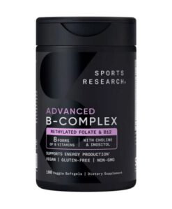 Viên uống Sports Research Advanced B-Complex bổ sung vitamin nhóm B, 180 viên