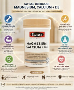 Viên uống Swisse Ultiboost Magnesium, Calcium + D3, 120 viên