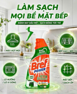 Chai xịt tẩy dầu mỡ Bref Power Fett & Eingebranntes xanh lá, 750ml