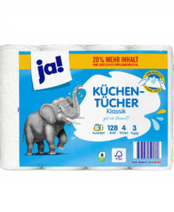Giấy nhà bếp đa năng Ja! Küchen-Tücher 128 tờ x 3 lớp, 4 cuộn
