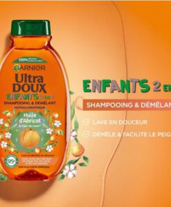 Gội xả trẻ em 2in1 Garnier Ultra Doux Enfants Huile d’Abricot & Fleur de Coton, 300 ml