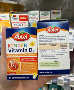 Viên ngậm Abtei Kinder Vitamin D3 bổ sung vitamin D3 cho trẻ em từ 4 tuổi, 50 viên