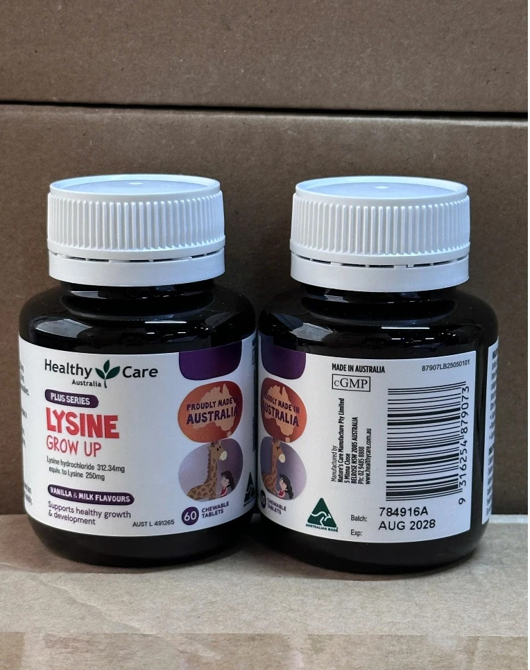 Viên nhai Healthy Care Lysine Grow Up Chewable tăng chiều cao cho trẻ từ 6 tuổi, 60 viên Viên nhai Healthy Care Lysine Grow Up Chewable tăng chiều cao cho trẻ từ 6 tuổi, 60 viên