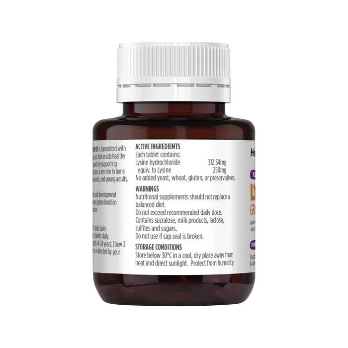 Viên nhai Healthy Care Lysine Grow Up Chewable tăng chiều cao cho trẻ từ 6 tuổi, 60 viên Viên nhai Healthy Care Lysine Grow Up Chewable tăng chiều cao cho trẻ từ 6 tuổi, 60 viên