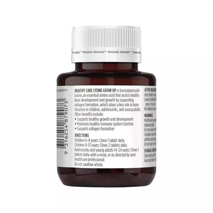 Viên nhai Healthy Care Lysine Grow Up Chewable tăng chiều cao cho trẻ từ 6 tuổi, 60 viên Viên nhai Healthy Care Lysine Grow Up Chewable tăng chiều cao cho trẻ từ 6 tuổi, 60 viên