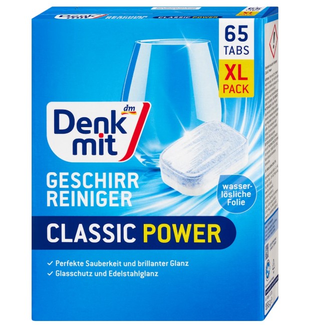 Viên rửa bát Denkmit Geschirr-Reiniger Classic Power, 65 viên Viên rửa bát Denkmit Geschirr-Reiniger Classic Power, 65 viên