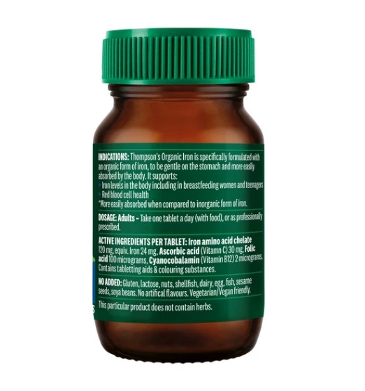 Viên sắt hữu cơ Thompson's Organic Iron, 30 viên Viên sắt hữu cơ Thompson's Organic Iron, 30 viên