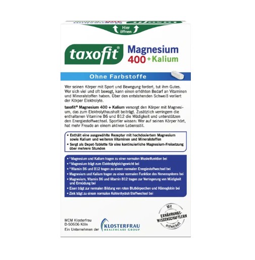 Viên uống bổ sung magie taxofit Magnesium 400 + Kalium, 30 viên Viên uống bổ sung magie taxofit Magnesium 400 + Kalium, 30 viên