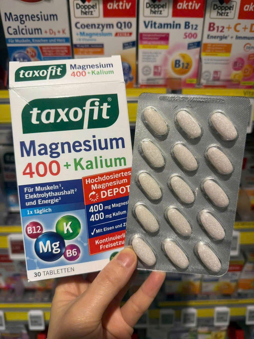 Viên uống bổ sung magie taxofit Magnesium 400 + Kalium, 30 viên Viên uống bổ sung magie taxofit Magnesium 400 + Kalium, 30 viên